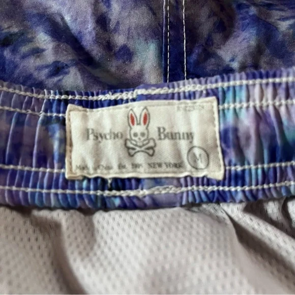 Psycho Bunny Men's Tie Dye Pattern Swim Trunks